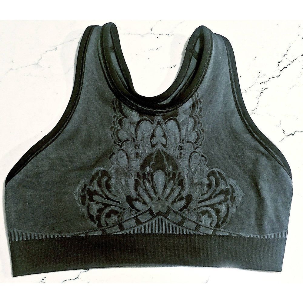 NUX SPORTS BRA NWOT BLACK GRAY SMALL